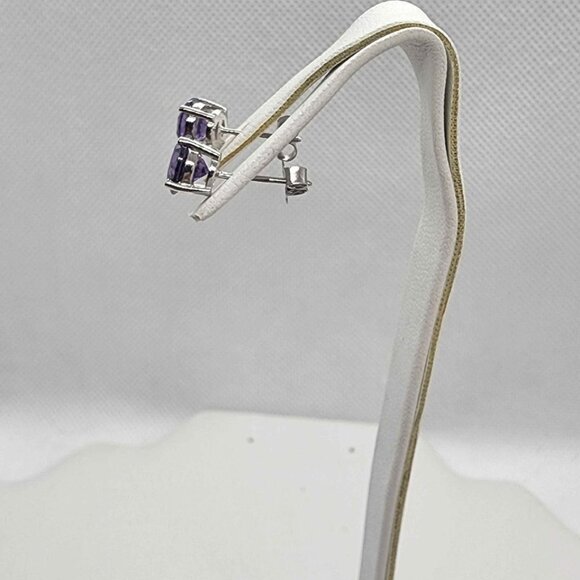 NEW Sterling Silver 925 Purple GemStone Studs - Earrings - Picture 5 of 5